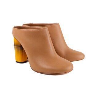 ACNE STUDIOS leather tan faux bamboo heel mules